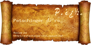 Petschinger Örs névjegykártya